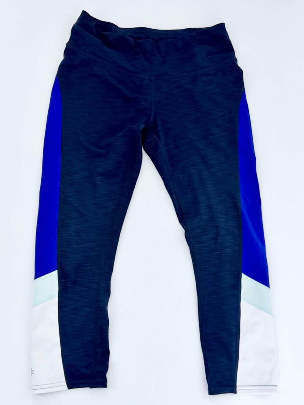 Athleta Leggings Size Small Blue Colorblock High Rise 7/8 Workout Yoga Pants